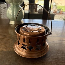 Antique Primitive Pierced Copper Warmer/Heater w Top picture