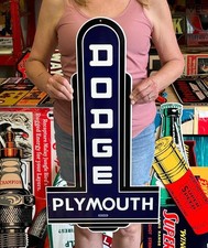 Antique Vintage Style Sign Dodge Plymouth NOT Porcelain Made USA 30x16 picture