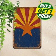 Vintage Arizona State Flag Metal Sign Grunge Patriotic Tin Plaque 8x12 picture