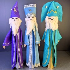 Vintage 1963 Handmade Three Wise Men Christmas Folk Art Nativity Set 15