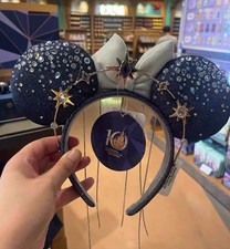 Shanghai Disney 10th Anniv Club 33 Minnie Ear Headband Star Rhinestone Tassel picture
