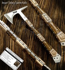 IMPACT CUTLERY RARE CUSTOM D2 FULL TANG ART TOMAHAWK AXE HATCHET KNIFE picture