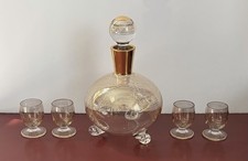 Stunning 1930s Art Deco Glass Decanter Set 4 Cordial Glasses Gebruder Podbira picture