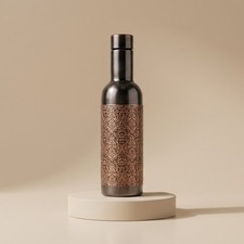 700ML Copper Water Bottle Engraved Rose Gold Antique Finish Vintage picture