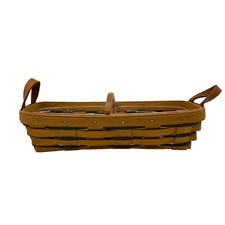 Vintage Longaberger Handwoven Basket With Leather Handle Woodcrafts Divider 1996 picture