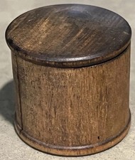 Antique Primitive Turned Wood Lidded Box Small Treen Container w/ Slit picture