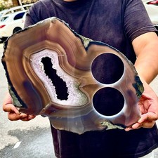 3.26LB Natural Amethyst Agate Crystal Hand cut Piece Specimen Healing picture