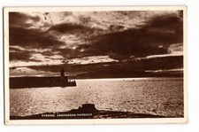 RPPC Evening Ardrossan Harbour Lighthouse Scotland Stormy Sky Posted 1939 picture