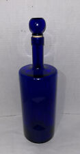 Vtg Depression Glass Cobalt Blue Decanter Liquor Wine Bottle 1.75L W/Stopper picture