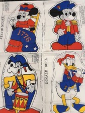 4 VTG Minnie Mickey Goofy Donald Disney Fabric Panels Cut Sew Patriotic Ameritex picture