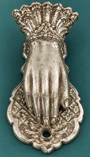 Antique Victorian Style Lady Hand Letter Clip 1800s Era Silver Tone Cast Iron picture