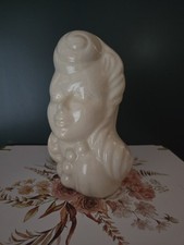 50’s Glamour Girl Vase. Mid-century Decor. Pompadour Hair Style. Cream Vtg picture