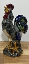 Vintage 10” Mid Century Italian Majolica Style Ceramic Rooster Chicken Home Deco picture