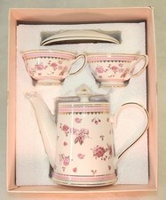 Grace Teaware ~ Pink Roses - Fine Porcelain - 6 Piece Tea Pot & Cup Set *NEW picture