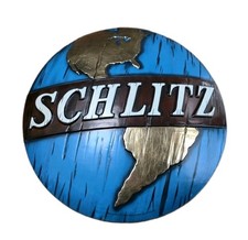 Vintage 1969 Schlitz Beer World Earth Globe Round Sign Milwaukee Wisconsin VTG picture
