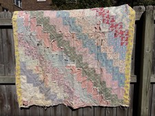 Vintage Antique Cottage Core Patchwork Handmade Quilt Multicolor Double Sided picture