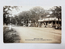 Rock Oak Park RPPC Lincoln Highway Gas Station Vintage Postcard Esso Gulf Texaco picture