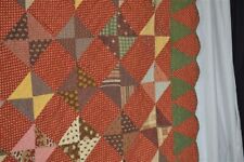 antique quilt pre Civil War triangle red 84x90 scalloped early 1840 original picture