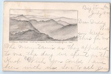 View From High Knob Looking Big Stone Gap Virginia VA Hand Drawn Art Postcard picture