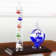 JJ Care Galileo Thermometer with Glass Globe Barometer Frosted, Galileo Weath... picture