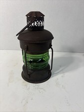 Vintage Green Glass Oil Lantern Lamp 8 Inches Tall Base 4 Inches Wide picture