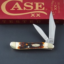Case XX Genuine Red Deer Stag Peanut Stainless Steel Pocket Knife NIB - 09443 picture
