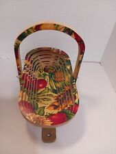 Collapsible Wooden Basket Hand Carved Foldable Bowl Ornate Vegetables picture