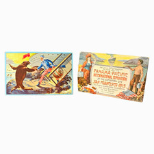 2 Vintage 1915 San Francisco PPIE Pre-Expo Booster & Uncle Sam Postcards - Rare picture