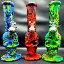 11 Inch 4 PIECE Unbreakable Silicone Skull Bong Detachable Water Pipe + SCREENS picture