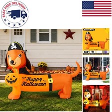Whimsical 5 FT Inflatable Halloween Dog with Pirate Hat for Fun Outdoor Displays picture