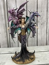 Khaleesi Mother of Dragons Statue Twilight Fairy with two Juvenile Dragon Decor picture