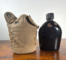 WWII US M1942 Black Porcelain Enamel Canteen 1942 U.S.S. Co. Canvas Cover picture