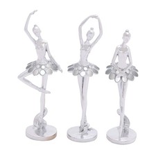 Deco 79 Polystone Dancer Sculpture with Mirror Accents Set of 3 Figurines picture