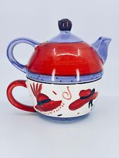 3pc Canterbury Potteries Red Hat Ladies Hat Teapot Tea for One Stackable picture