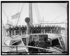 Photo:U.S.S. Newark 1900s Marine Guard Parading on Quarter Deck picture