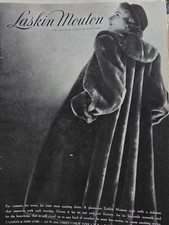 1948 Women's Laskin Mouton Dyed Lamb Fur Coat Hat Vintage Fashion Ad picture