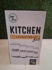GranRosi Vintage Kitchen Canister Set of 4 Lot White Farmhouse Flour Sugar New picture