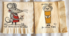 Vintage 1970s Napkin Set Humor Drinking Men Cocktail Junk Journaling Ephemera picture