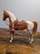 Breyer Vintage Glossy Pinto w/ Brown Snap Saddle 1950s #56 No Stamp Very Rare picture