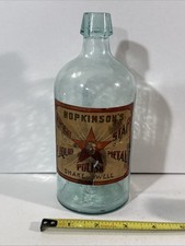 1850-1885 Hopkinson’s Bright Star Liquid Metal Polish Aqua-Tinted Bottle Open picture