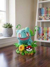 Pokemon Bulbasaur Figure Statue Pokeball Sunflower Base Nintendo Collectible Toy picture