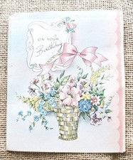 Vintage 1950s Birthday Greeting Card Flowers Unused picture