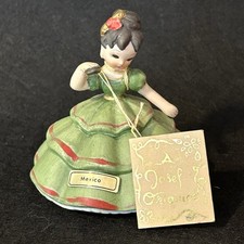 VTG Josef Originals Mexico Figurine Little Internationals Green Dress With Tag picture