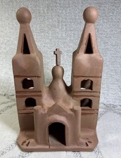 Mexican Folk Art Style Terracotta Clay Church Cathedral Sculpture Rustic Decor picture
