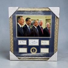 FIVE PRESIDENTS Signed Frame w/ Obama, Carter, Clinton, Bush Sr & Jr Beckett picture