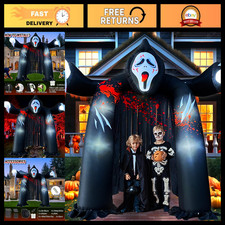 10FT Halloween Inflatable Archway with Ghost & LEDs - Spooky Yard Decor for Grav picture