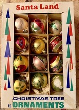 12 Vintage Santa Land Fantasia Boxed Glass Ornaments Poland 2” picture