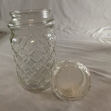 Vintage 1984 Planters Mr. Peanut Diamond Clear Glass Canister Jar w/ Lid 01 of 2 picture