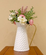 Venalys Elegant White Metal Decorative Flower Vase,Farmhouse Galvanized picture