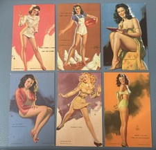 Set Of Six Mutoscope Vintage Pinup Girls Cards By Earl Moran And Zoe Mozert picture